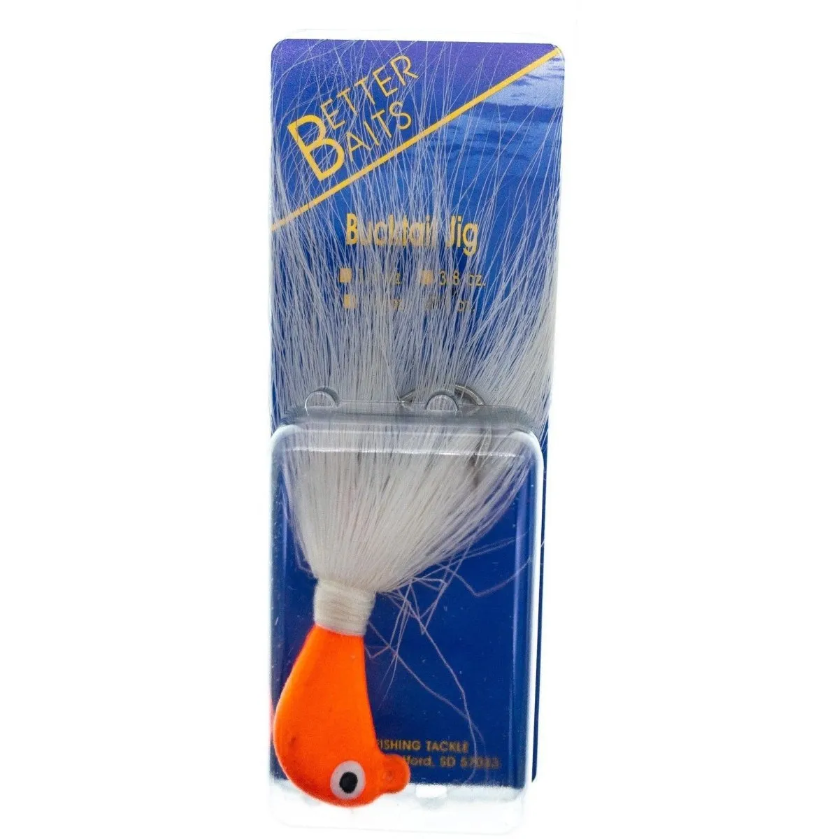 Better Baits Bucktail 1 oz Orange/White
