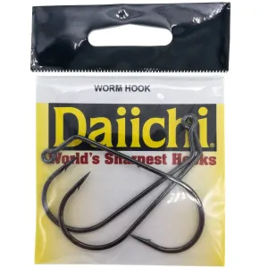Daiichi Offset 45 Degree EWG Worm Hooks 6/0 Black Chrome 3 pk