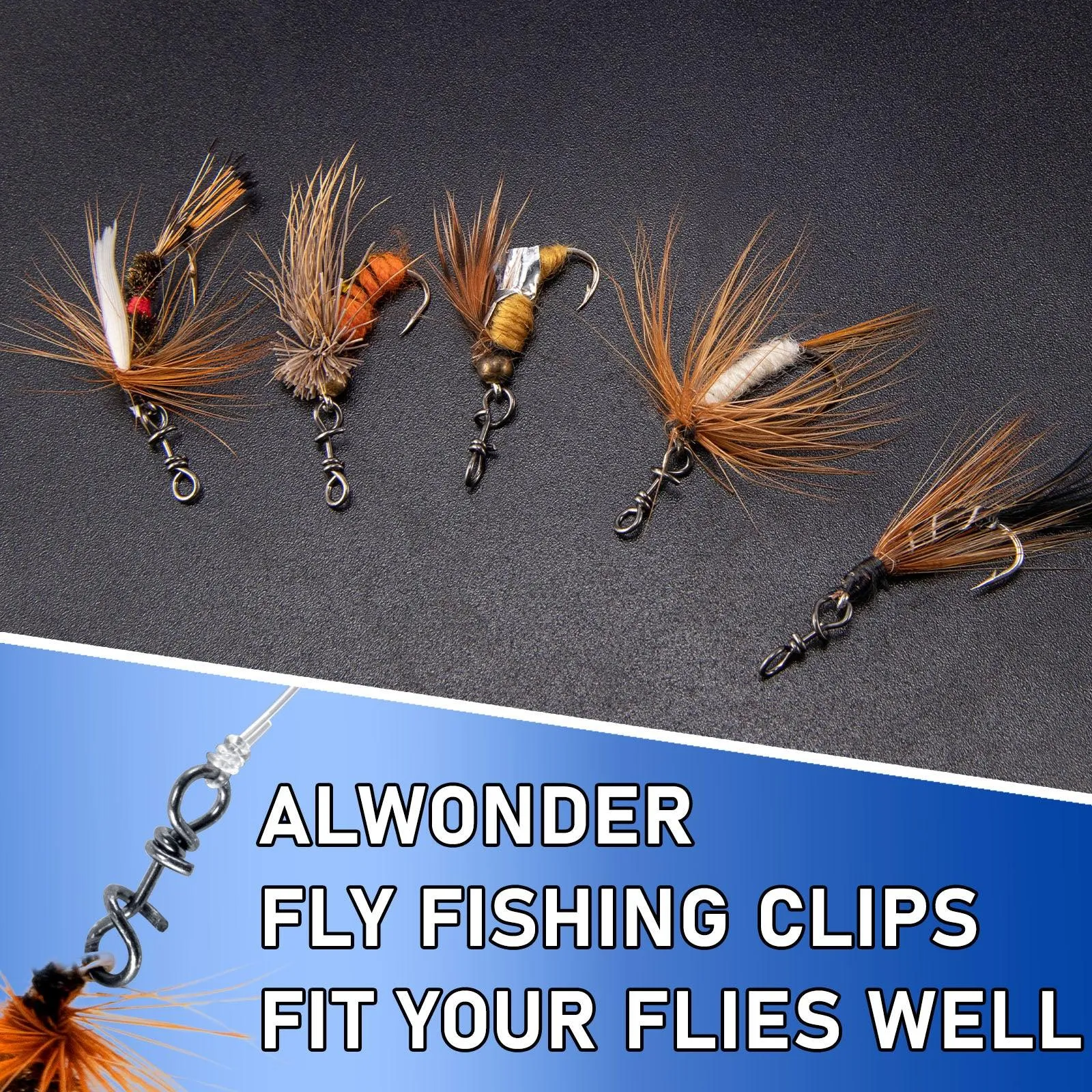 Dr.Fish 150-Pack/Box Fly Fishing Snap twist clip 7-16lb