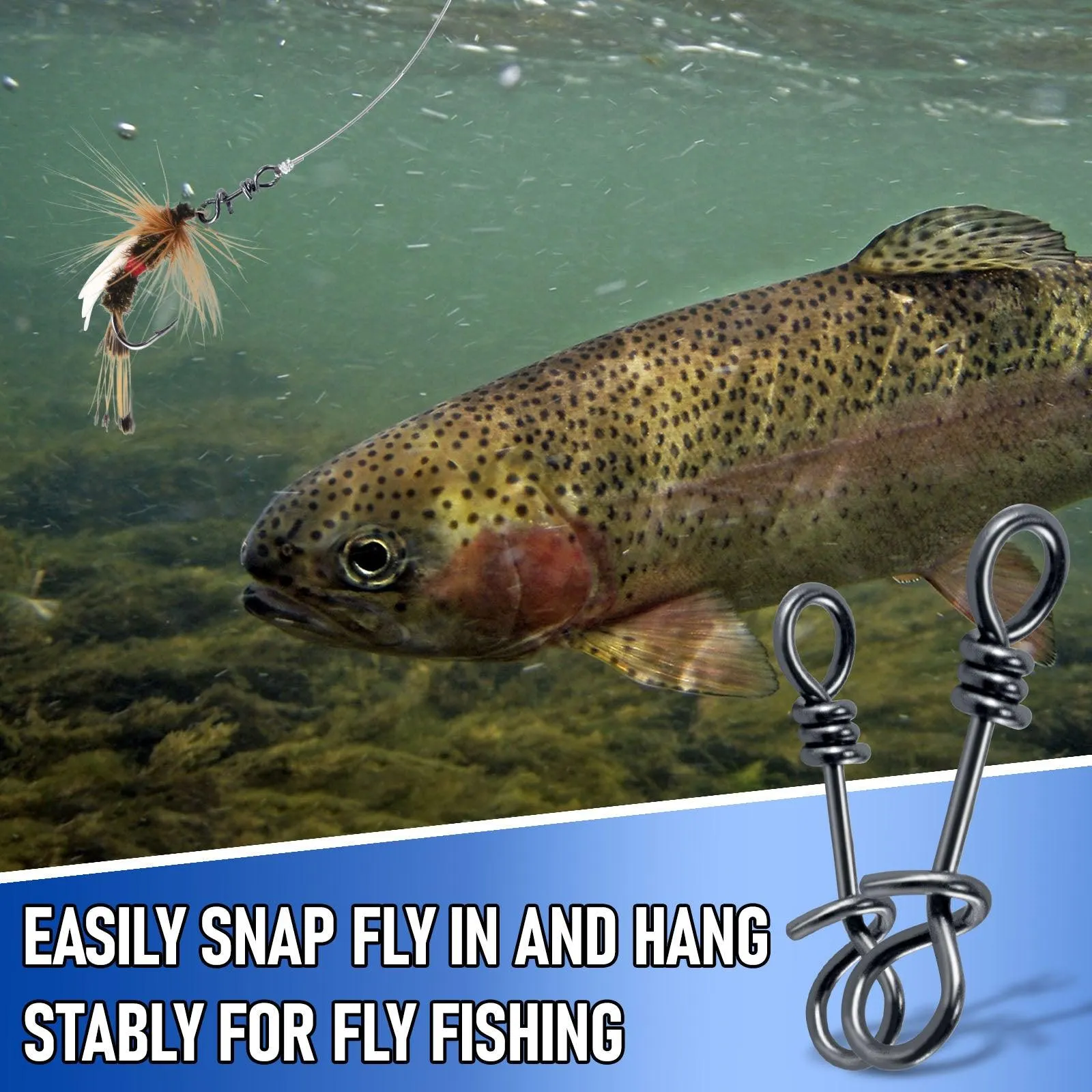 Dr.Fish 150-Pack/Box Fly Fishing Snap twist clip 7-16lb