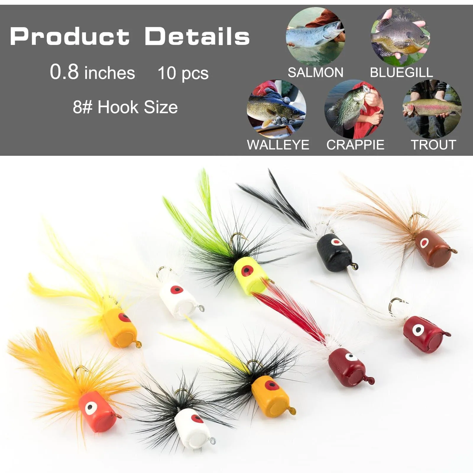 Dr.Fish 5/10pcs Fly Fishing Poppers Kit