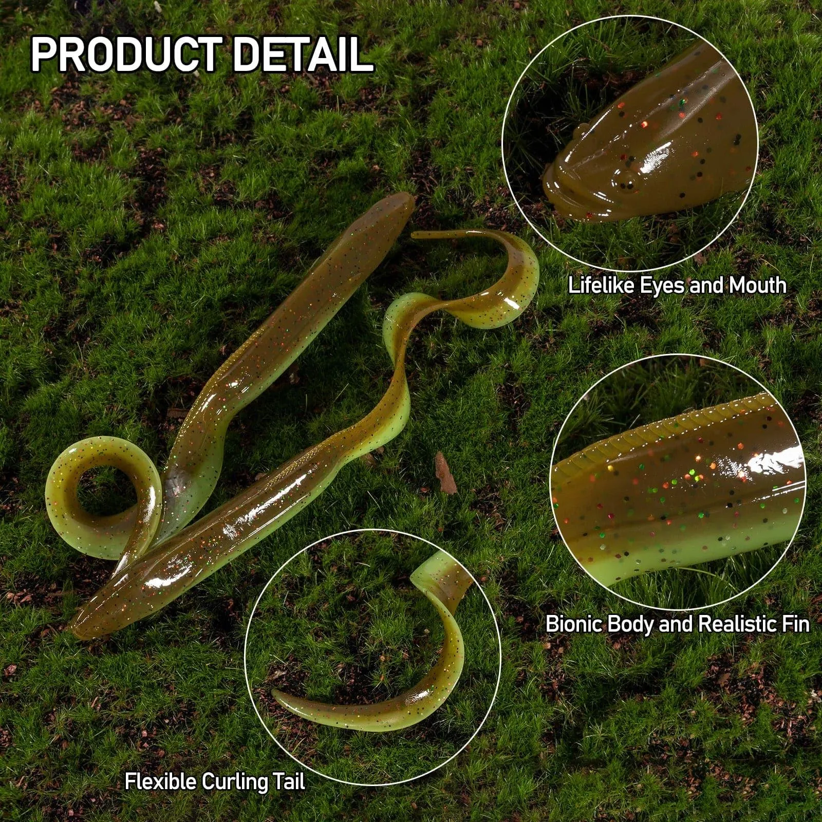 Dr.Fish 5pcs Soft Swimbaits Sand Eel 6'' 3/8oz