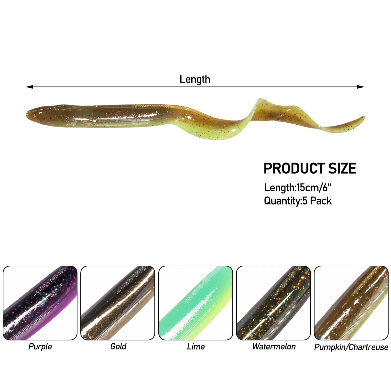 Dr.Fish 5pcs Soft Swimbaits Sand Eel 6'' 3/8oz