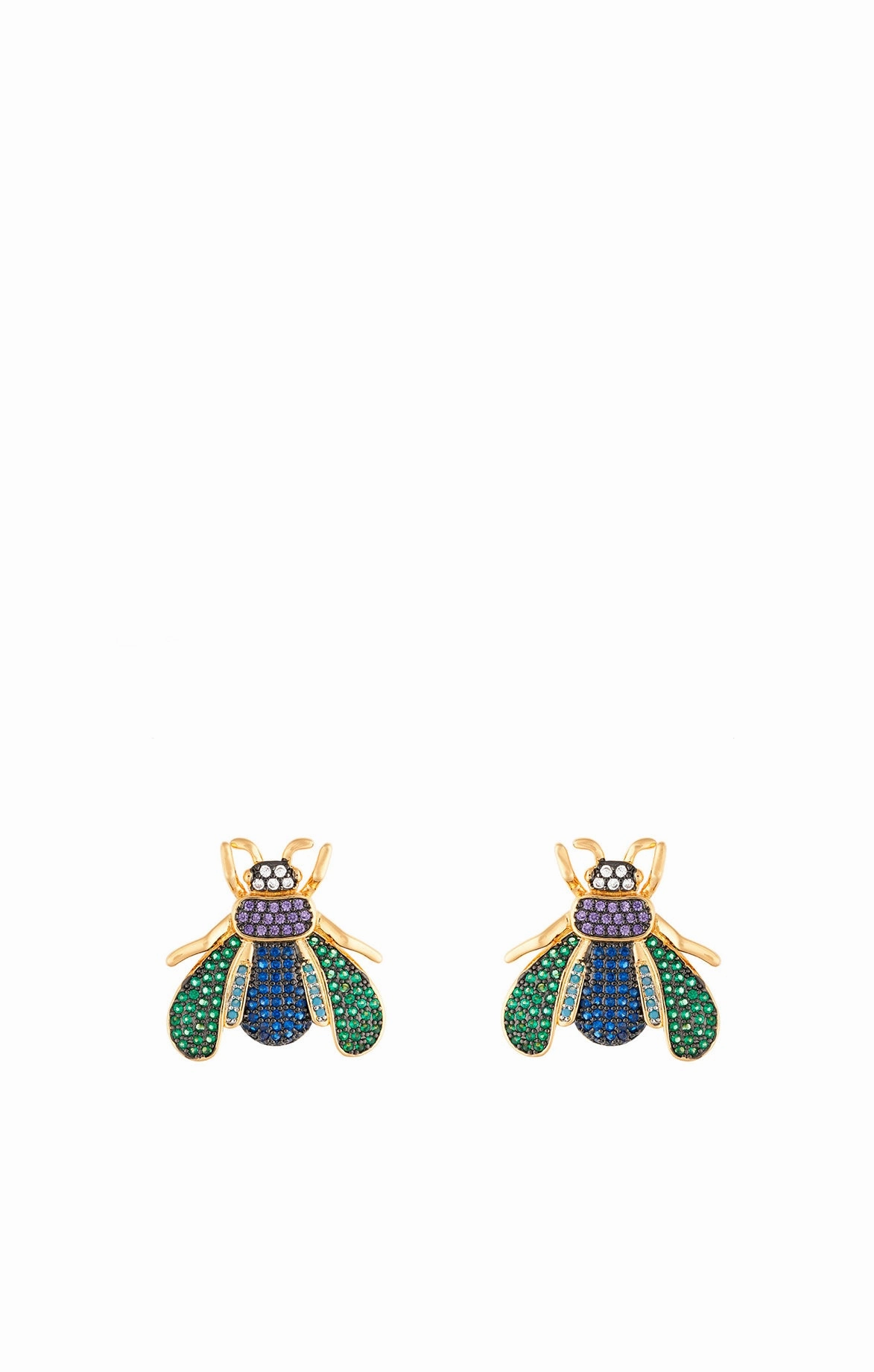 Emerald Crystal Fly Stud Earrings