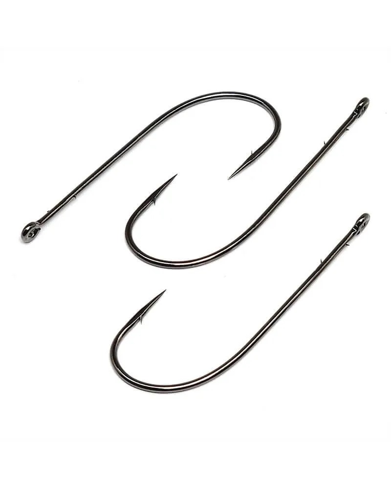 Gamakatsu Worm Straight Shank O'Shaughnessy Bend Hooks NS Black