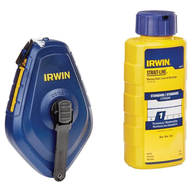 Irwin 1932883 - 100 ft. Strait-Line Speedline Reel & Chalk Combo – Blue Chalk