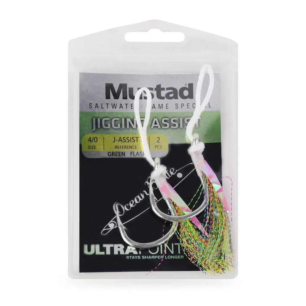Mustad J-Assist1 Heavy Duty Jigging Assist Rig with Green Flash